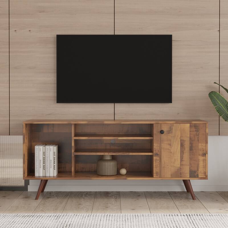 Modern 53" TV Stand with 1 Storage and 2 Shelves Entertainment
